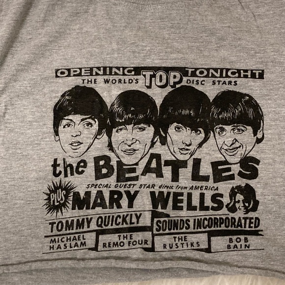 Thrifted crop top short sleeve gray Beatles top - Picture 2 of 2
